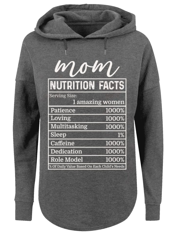 

Толстовка большого размера с капюшоном на День матери. Информация о пищевой ценности. Забавный белый с угольным оттенком. F4NT4STIC