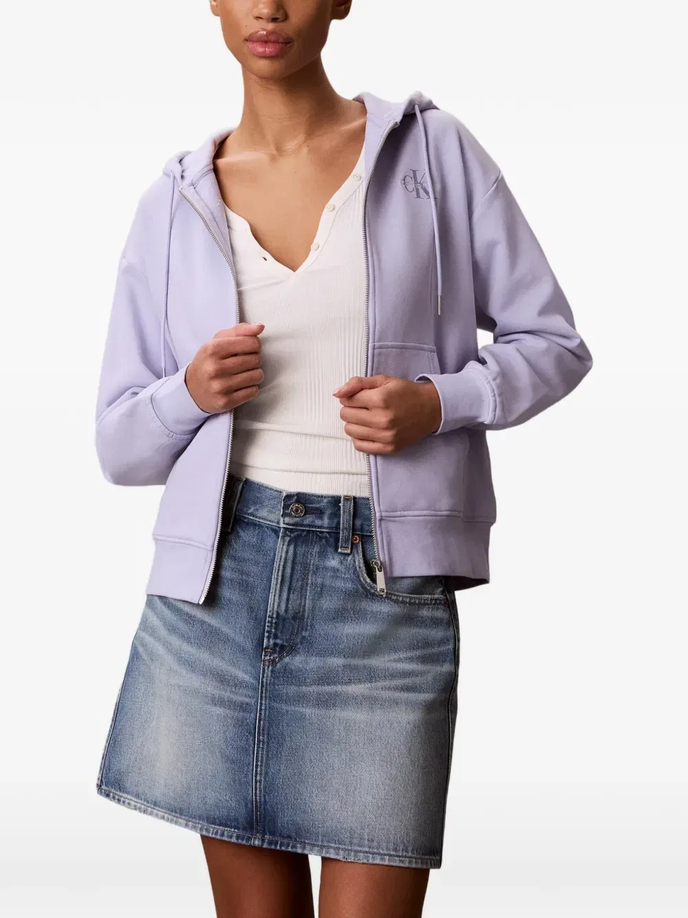 Толстовка на молнии с логотипом Calvin Klein, фиолетовый