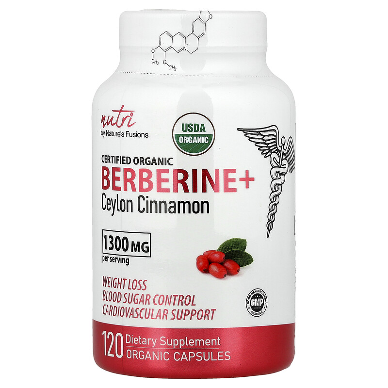 

Nutri, Органический берберин + цейлонская корица, 120 органических капсул