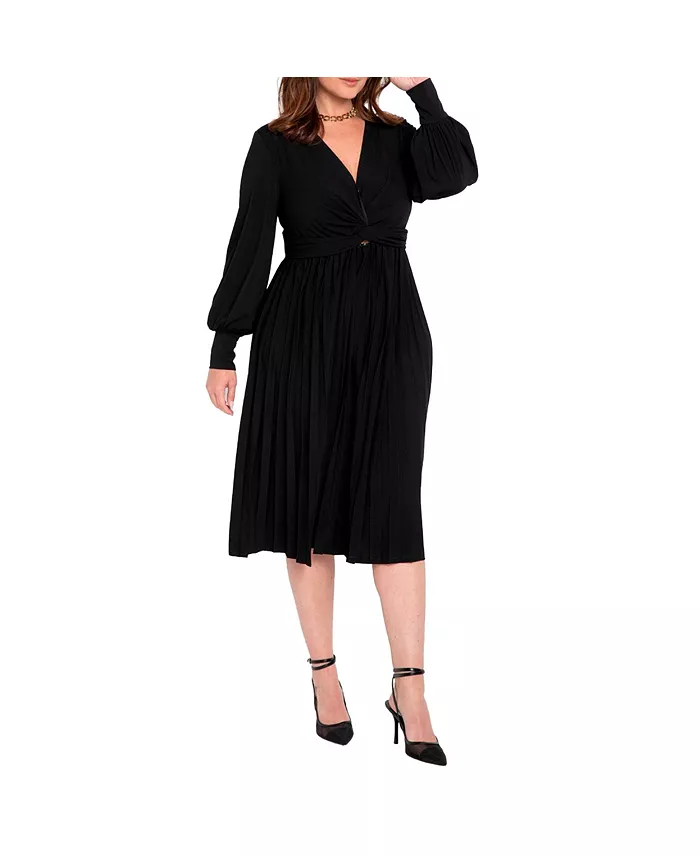 

Женское платье-юбка с узлом спереди и плиссировкой Eloquii, черный