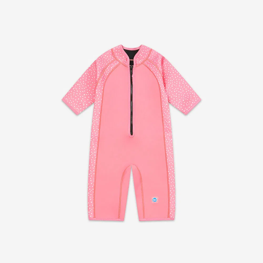 Детский короткий гидрокостюм Shorty розовый в горошек от Splash About