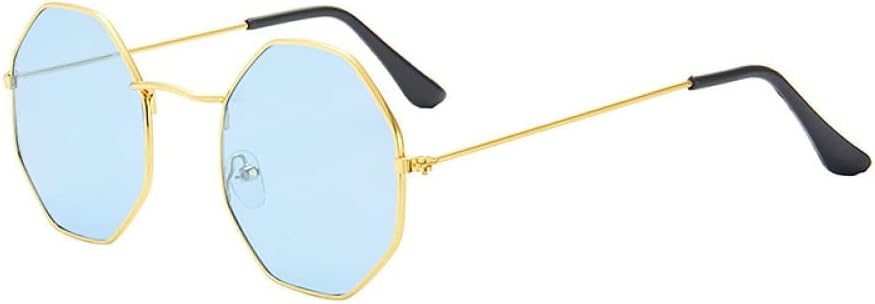 

MUTYNE Fashion Polygon Creative прозрачные солнцезащитные очки с линзами Ocean Lens восьмиугольной формы, трендсеттерские солнцезащитные очки в металлической оправе, Blue