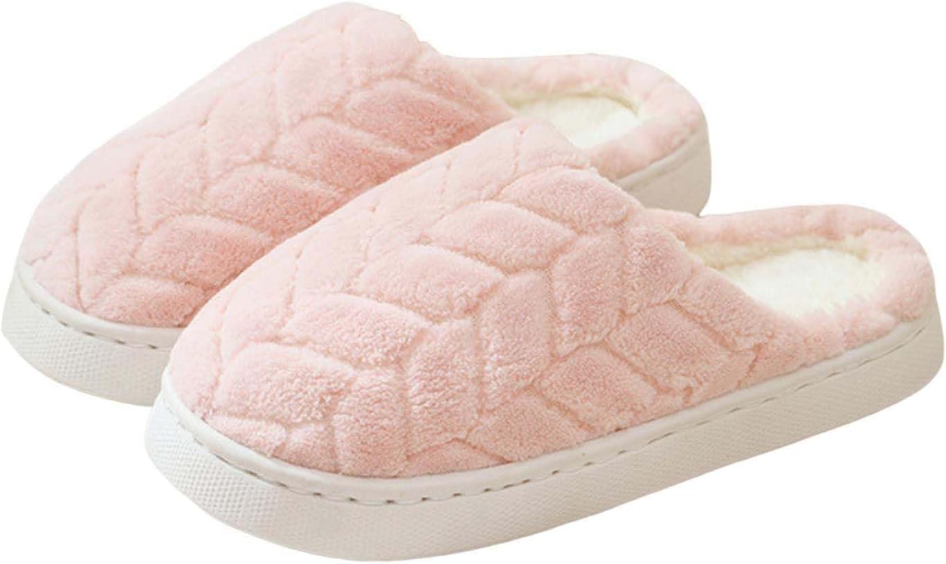 

Мягкие зимние домашние тапочки для женщин с меховой подкладкой, мягкие, с эффектом памяти, уютные, противоскользящие, для дома и улицы, удобные, без застежек Generic, розовый