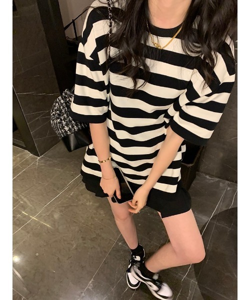 

Футболка с коротким рукавом оверсайз, свободного кроя, с логотипом, черно-белая полоска DEVICE