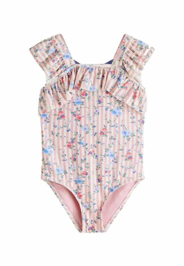 Купальник прямого кроя с оборками Laura Ashley, White Pink