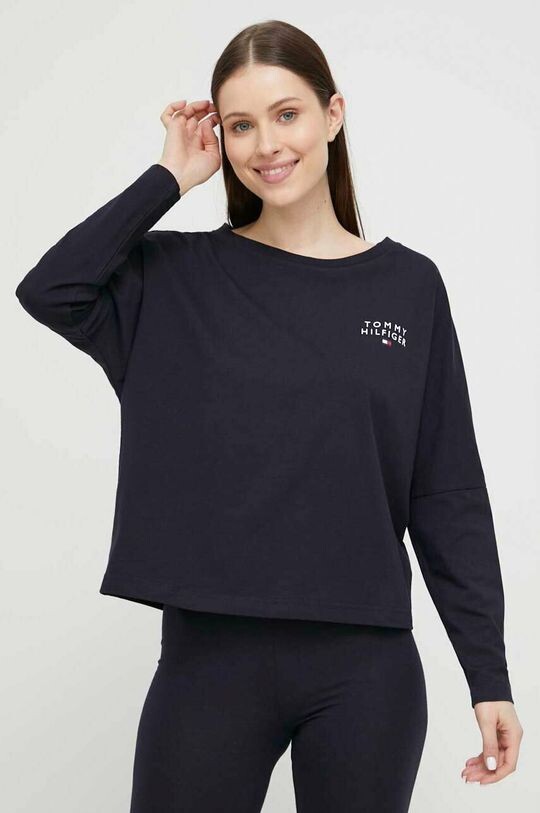Хлопковая домашняя рубашка с длинными рукавами Tommy Hilfiger, темно-синий