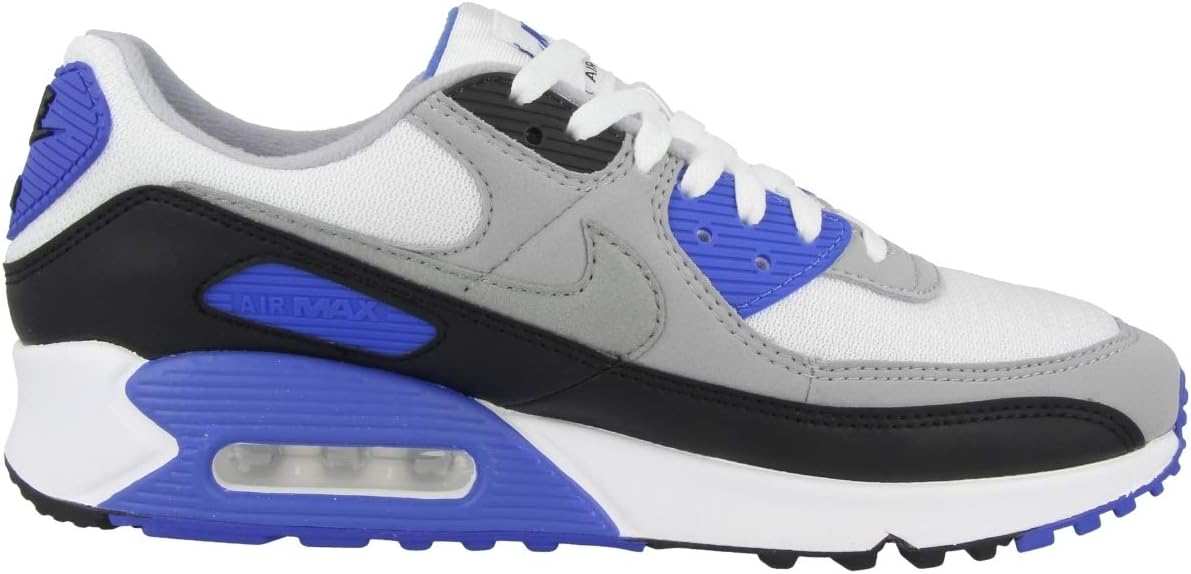 Мужские кроссовки Nike Air Max 90 из кожи с низким верхом, белый/черный/серый/светло-серый — фото 4