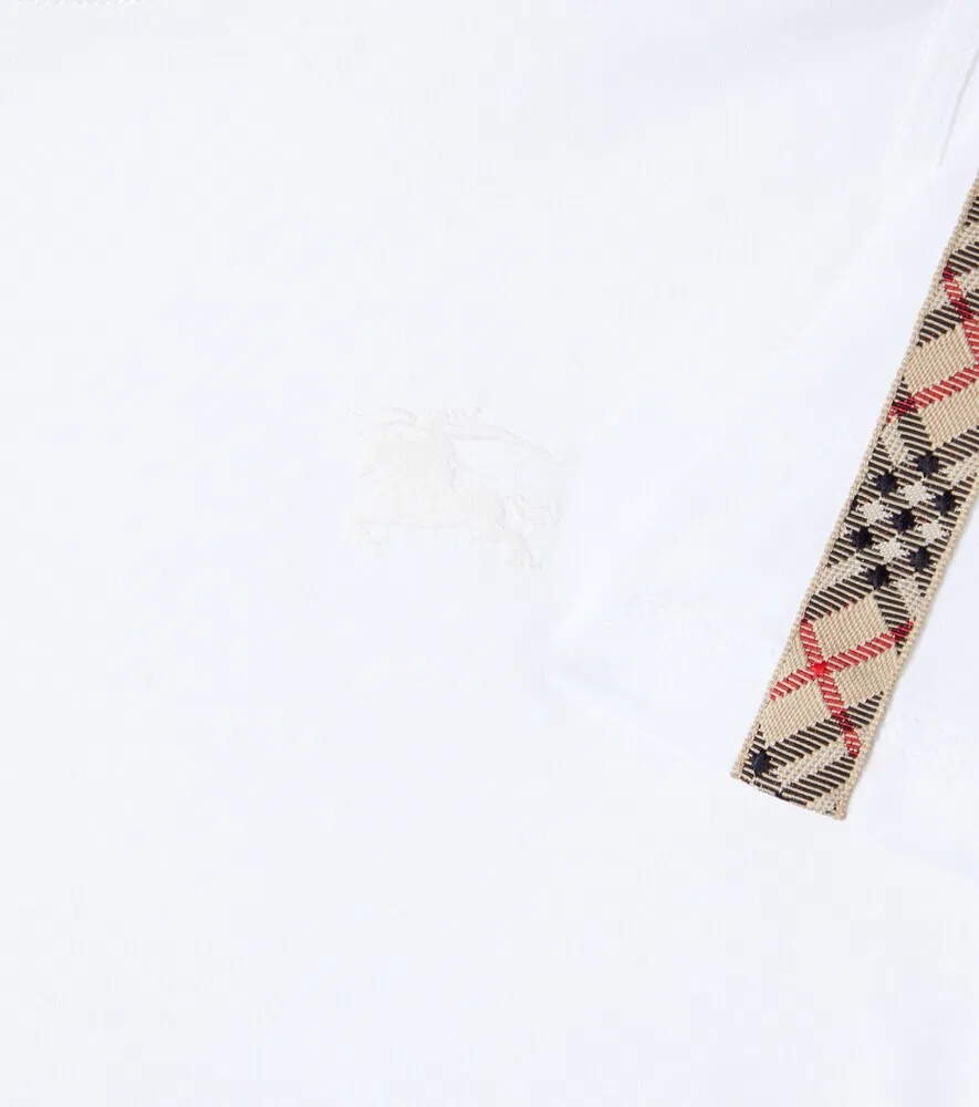 Футболка из хлопкового трикотажа в клетку Burberry Burberry Kids, белый — фото 2
