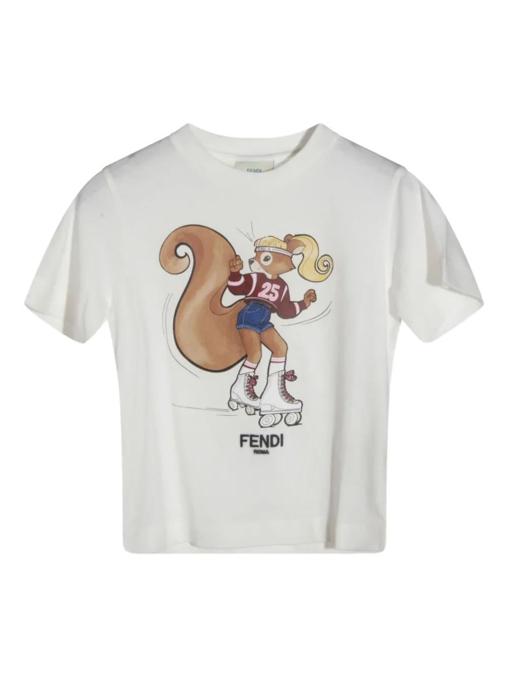 

Футболка с принтом белки FENDI KIDS, белый