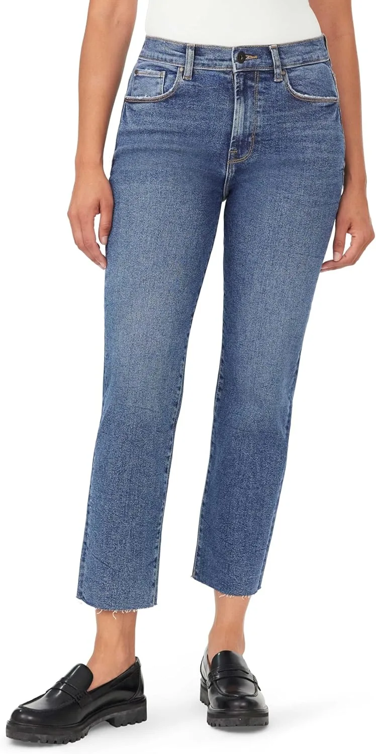 

Джинсы kensie The Allie Vintage Luxe, высокие, прямые, с рваным краем, длина по внутреннему шву 27 дюймов