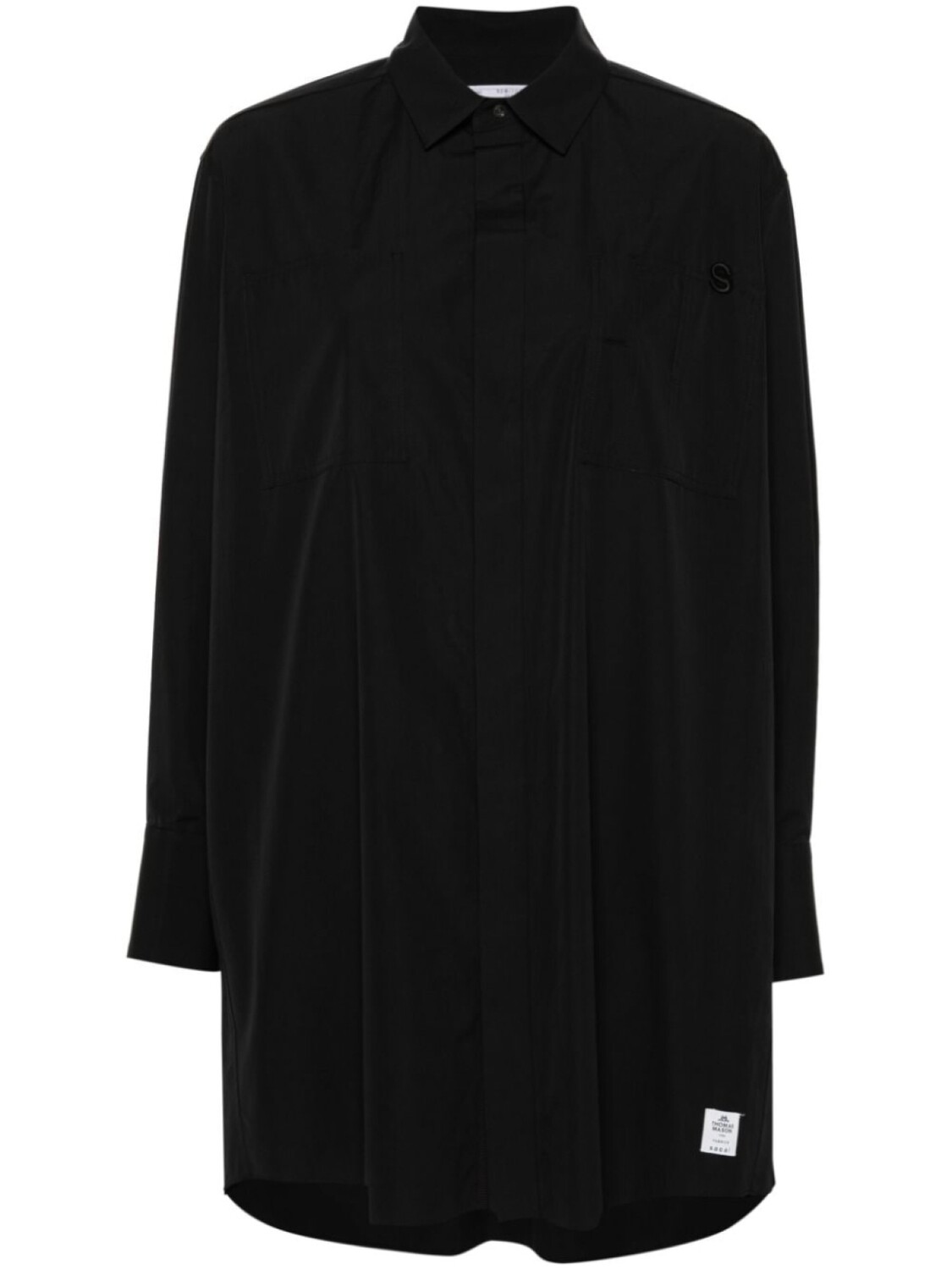 

sacai поплиновая рубашка с вышитым логотипом, черный