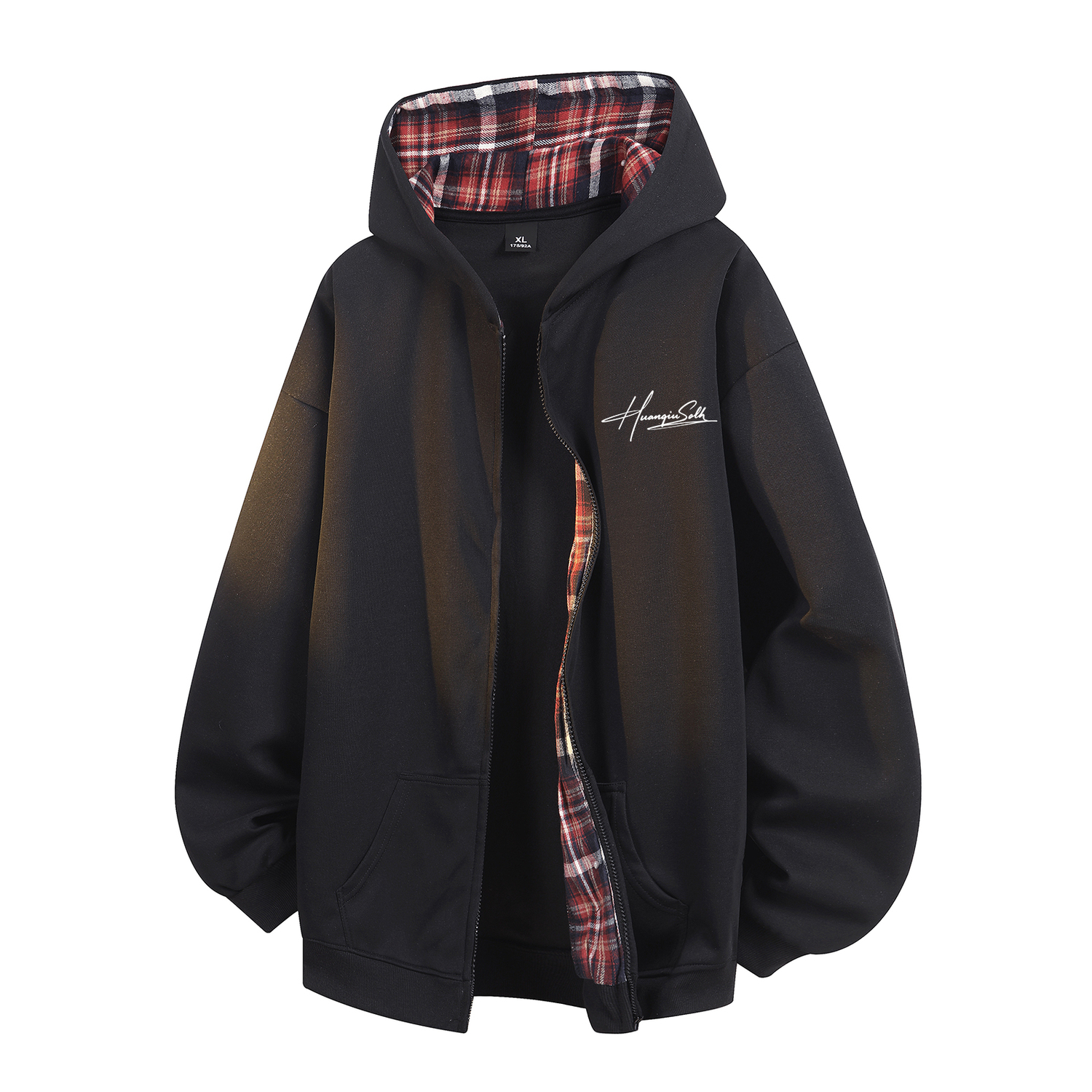 

Толстовка Unisex Hooded Moderate Cardigan HUANQIU, черный & красный[fleece-lined]