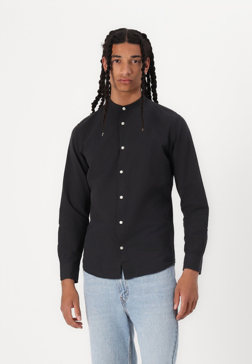 

Рубашка JJEBREEZE BLEND BAND SHIRT Jack & Jones, черный