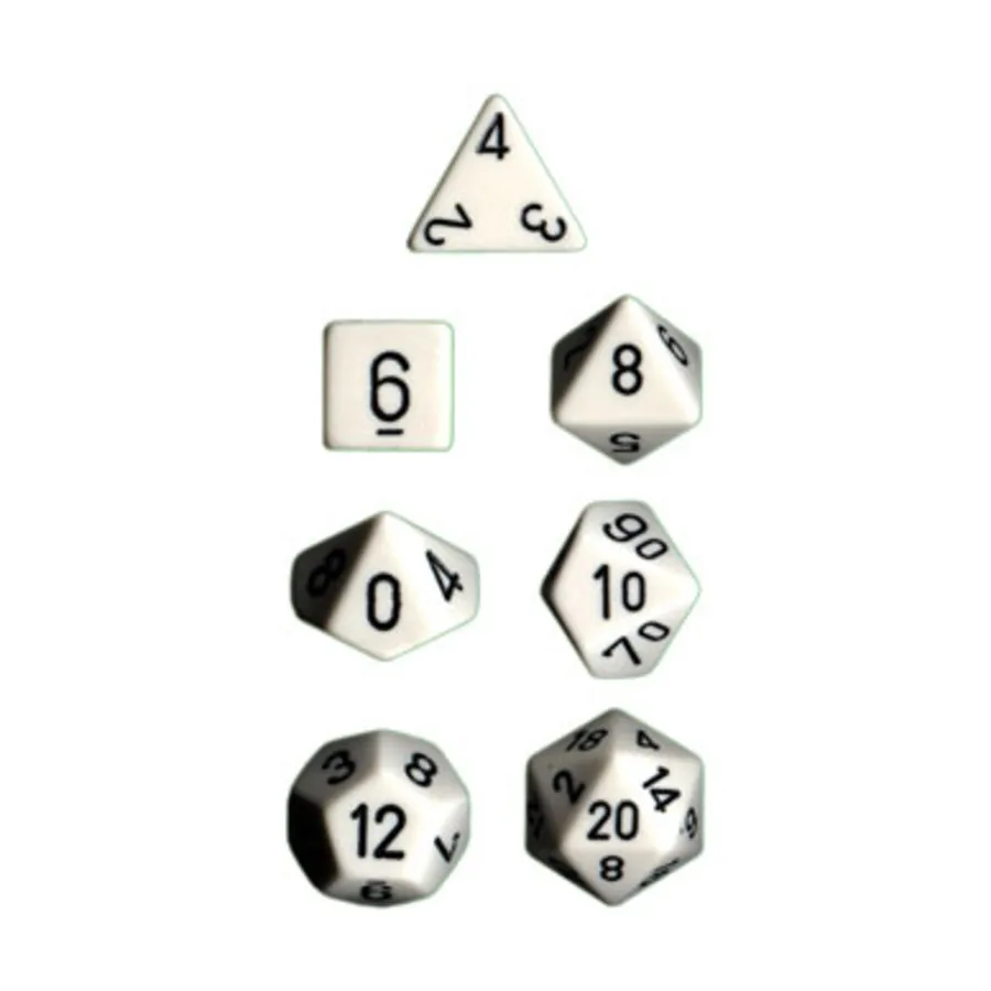 

Полиэфирный комплект Белый с черным (7), Dice - Opaque - Poly Sets (Chessex)