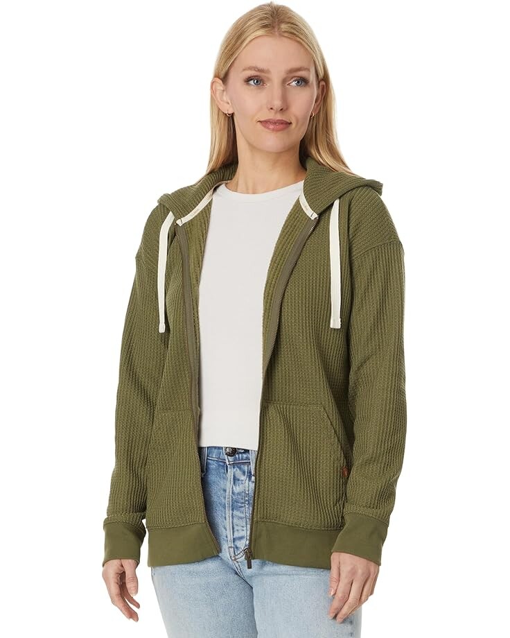 

Худи L.L.Bean Birchwood Brushed Waffle Full Zip Hoodie, цвет Mountain Spruce