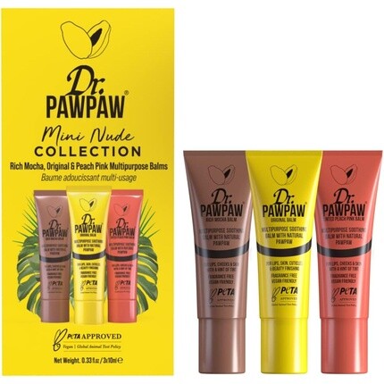 

Dr.Pawpaw Mini Nude Бальзам для губ Подарочная коллекция Rich Mocha Оригинальный многоцелевой бальзам с персиково-розовым оттенком 10 мл — упаковка из 3 шт., Dr. Pawpaw Original Balm