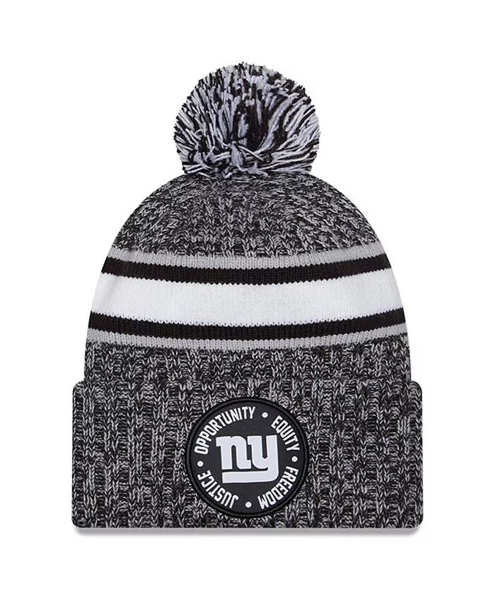 

Мужская вязаная шапка с манжетами и помпоном Inspire Change New York Giants 2023 Heather Black New York Giants New Era, черный