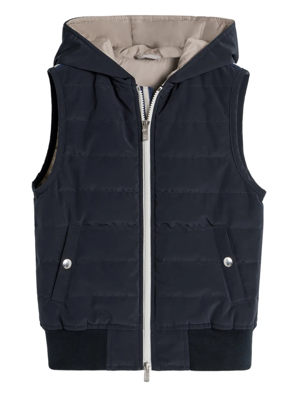 

Стеганый жилет с капюшоном Brunello Cucinelli Kids, синий