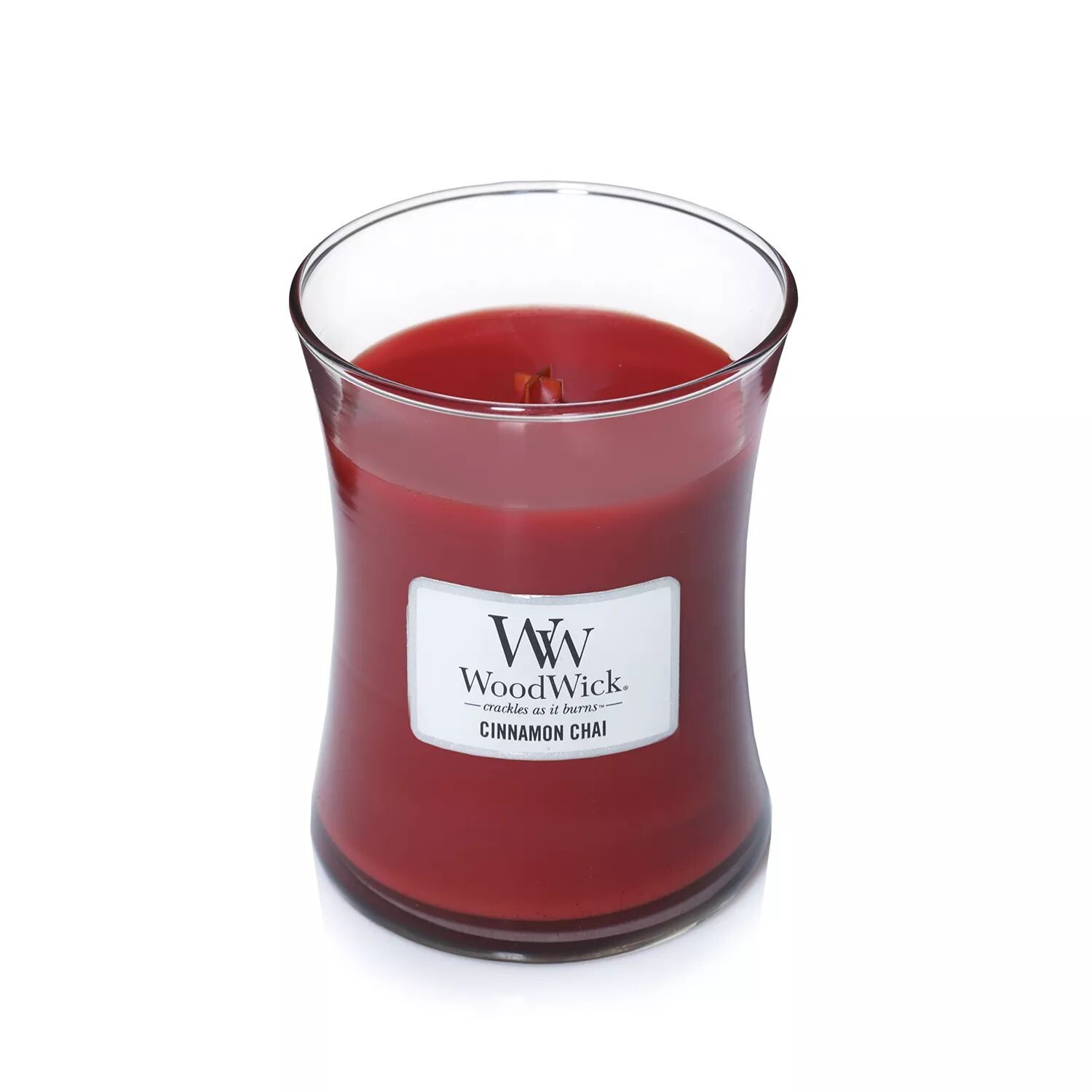 

Свеча WoodWick Cinnamon Chai среднего размера в форме песочных часов