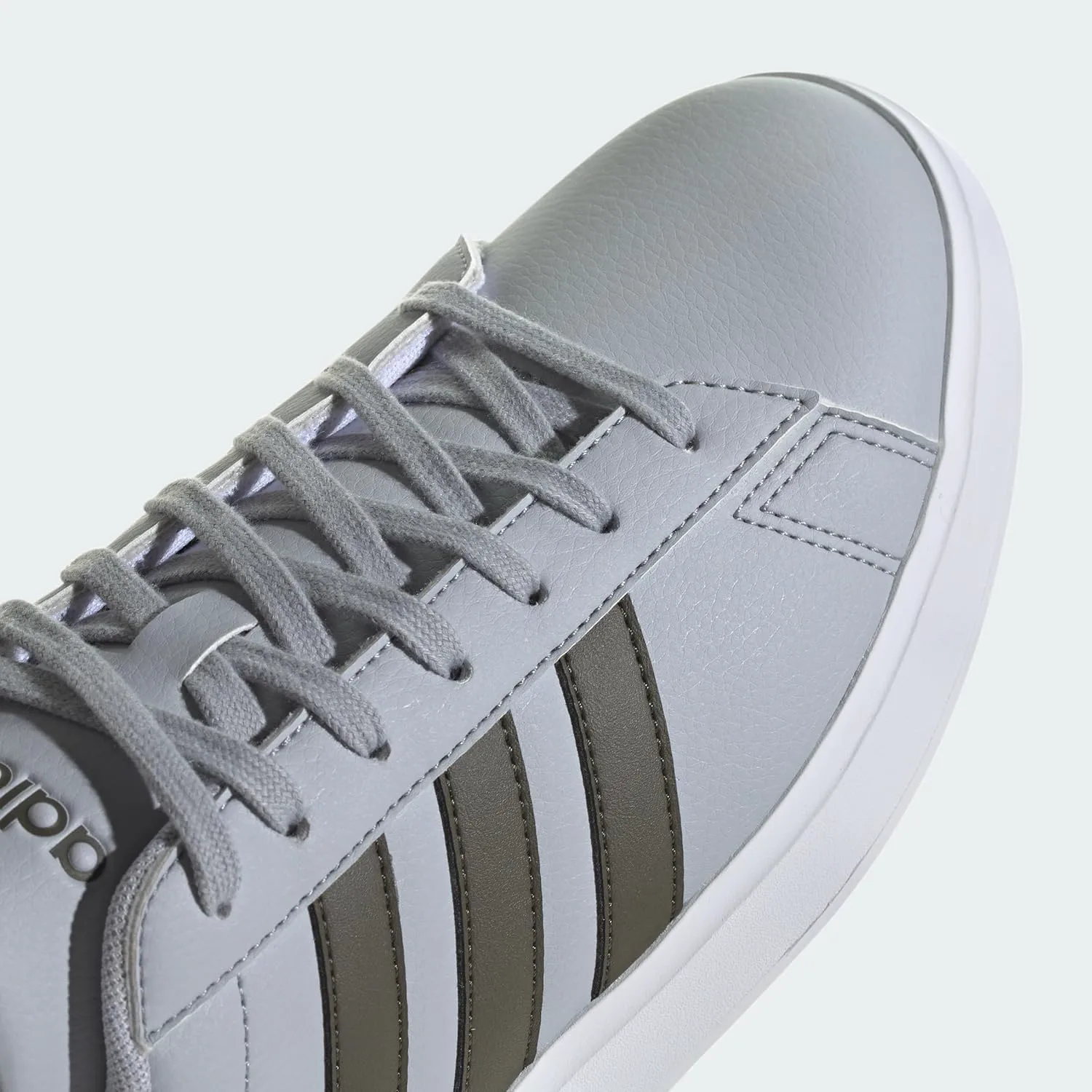 Мужские кроссовки Adidas Grand Court 2.0, серебристый/оливковый/белый — фото 3