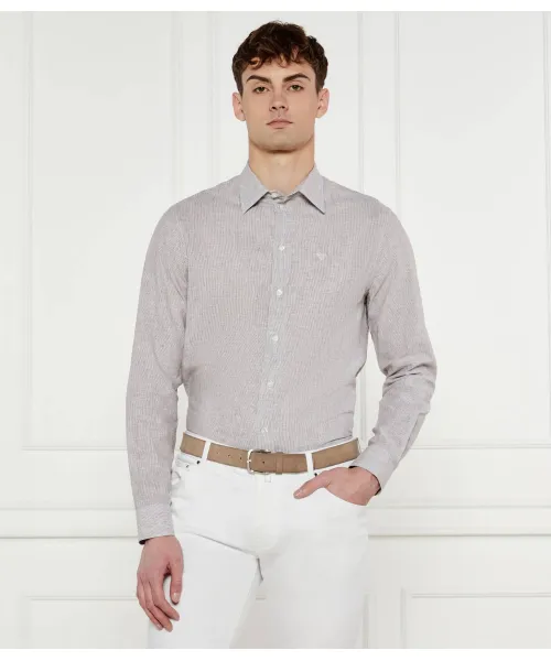 

Льняная рубашка Regular fit Emporio Armani, бежевый