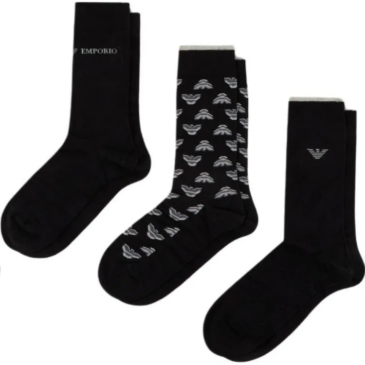 Носки Emporio Armani Crew Socks 3 пары черные