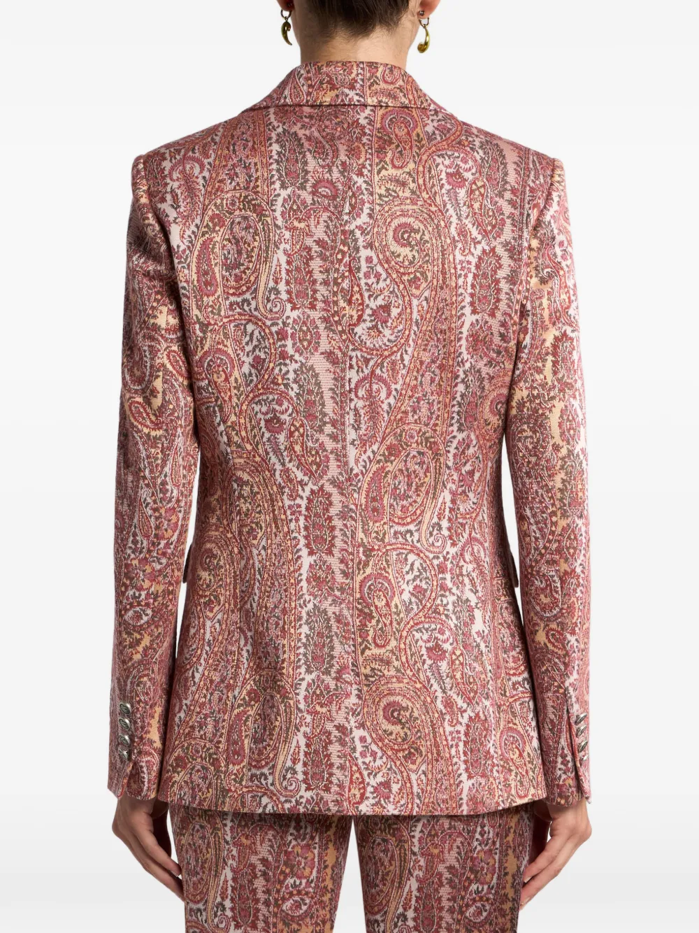 Однобортный жаккардовый пиджак Etro, красный — фото 3
