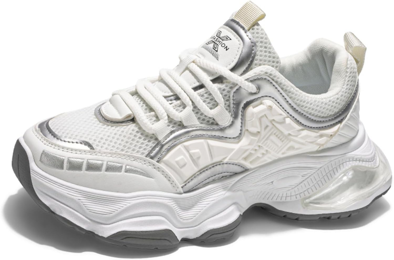 

Мужские кроссовки Netehadi с дышащей сеткой, массивной платформой, шнуровкой, повседневные, с закругленным носком, удобные, с нескользящей подошвой для бега, ходьбы и тенниса, белый