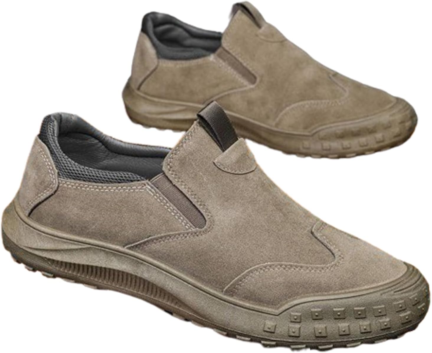 

Мужские ботинки, обувь без шнурков с противоскользящей подошвой, водонепроницаемые кожаные повседневные туфли для улицы, строительства и повседневного использования Generic, коричневый