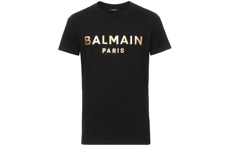 

Футболка с коротким рукавом и принтом логотипа BALMAIN, черный