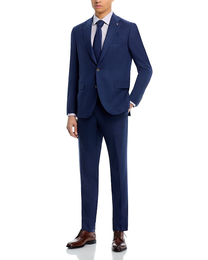 

Костюм Loro Piana из шерстяной ткани с тональной полоской, классический крой Jack Victor, синий