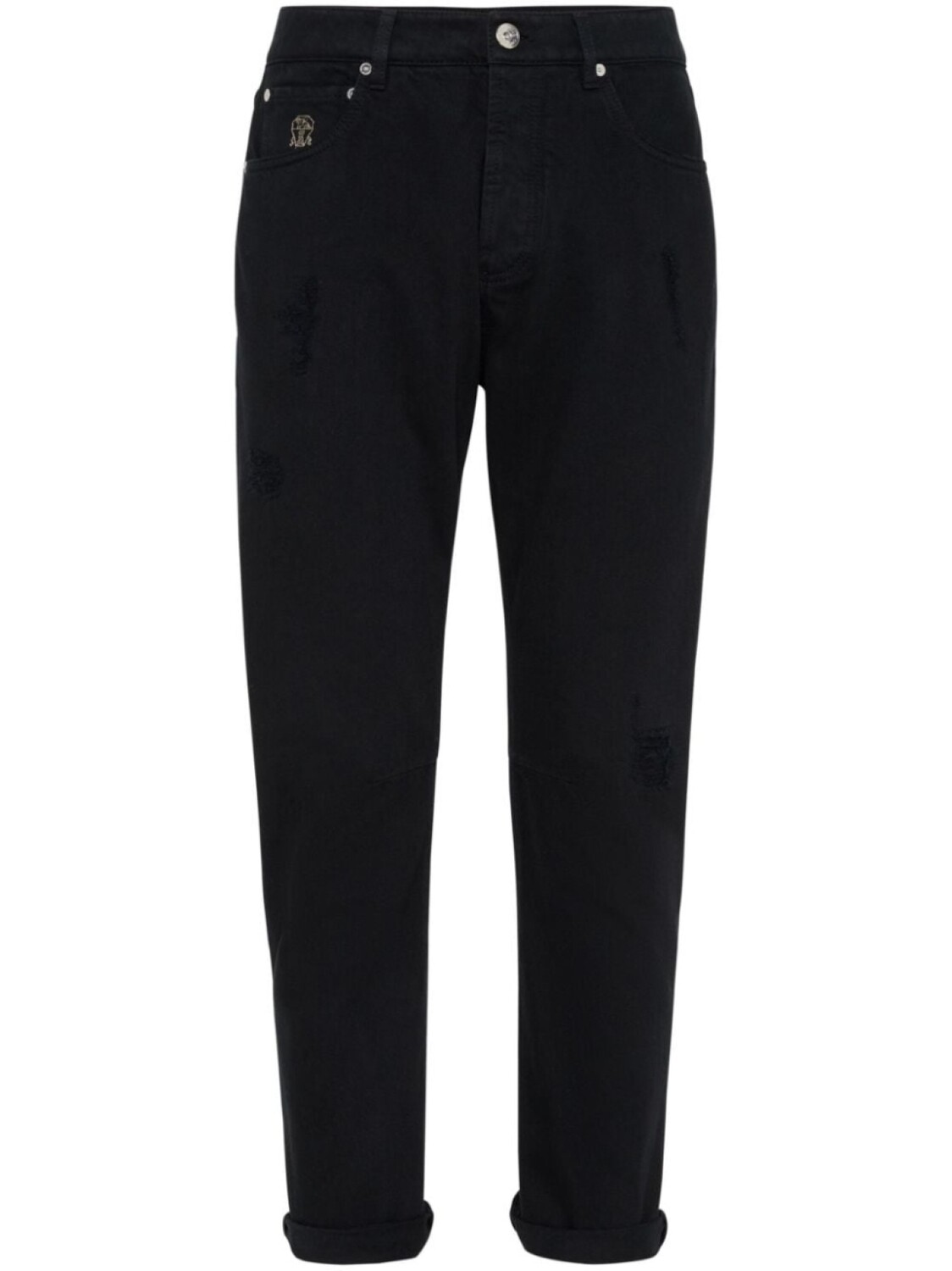 

Brunello Cucinelli прямые джинсы с вышитым логотипом, черный