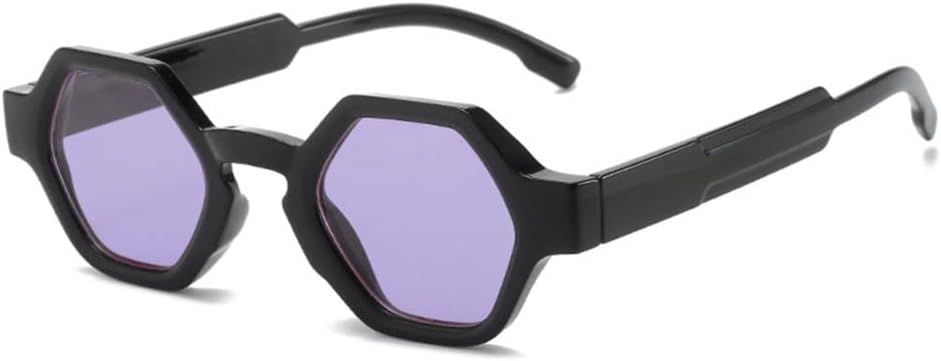 

LVTFCO Polygon Женские модные солнцезащитные очки с прозрачными линзами Ocean Lens UV400 Модные мужские уникальные ретро-солнцезащитные очки желто-фиолетового цвета, Black Purple