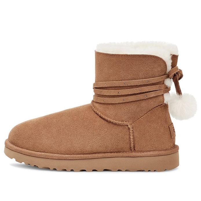 Ботинки зимние UGG WMNS Mini Bailey Bow Pom, коричневый