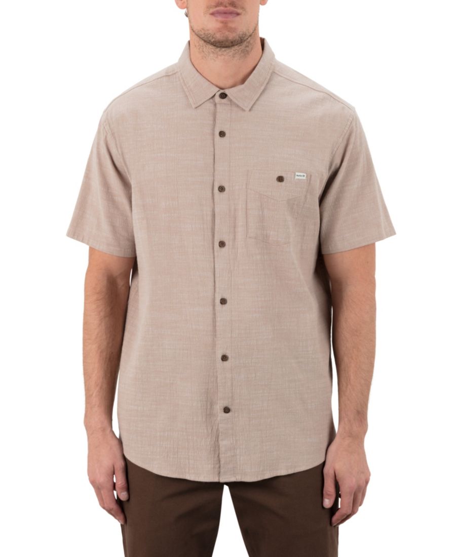 

Мужская рубашка с коротким рукавом из фактурной ткани Hurley, Khaki