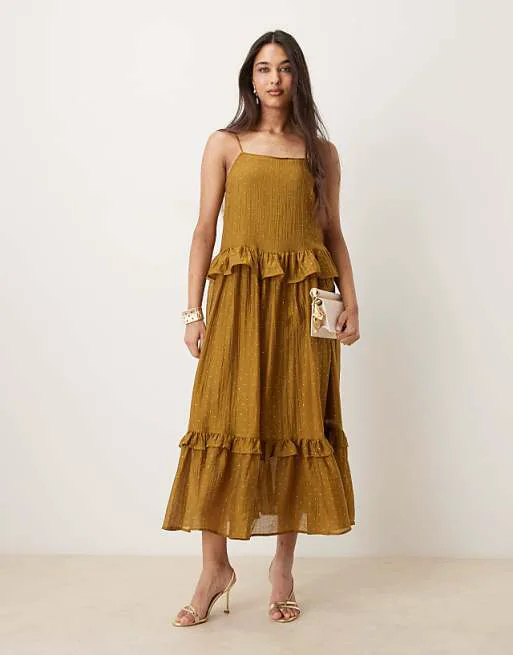 

Оливково-зеленое платье макси со стразами Vila