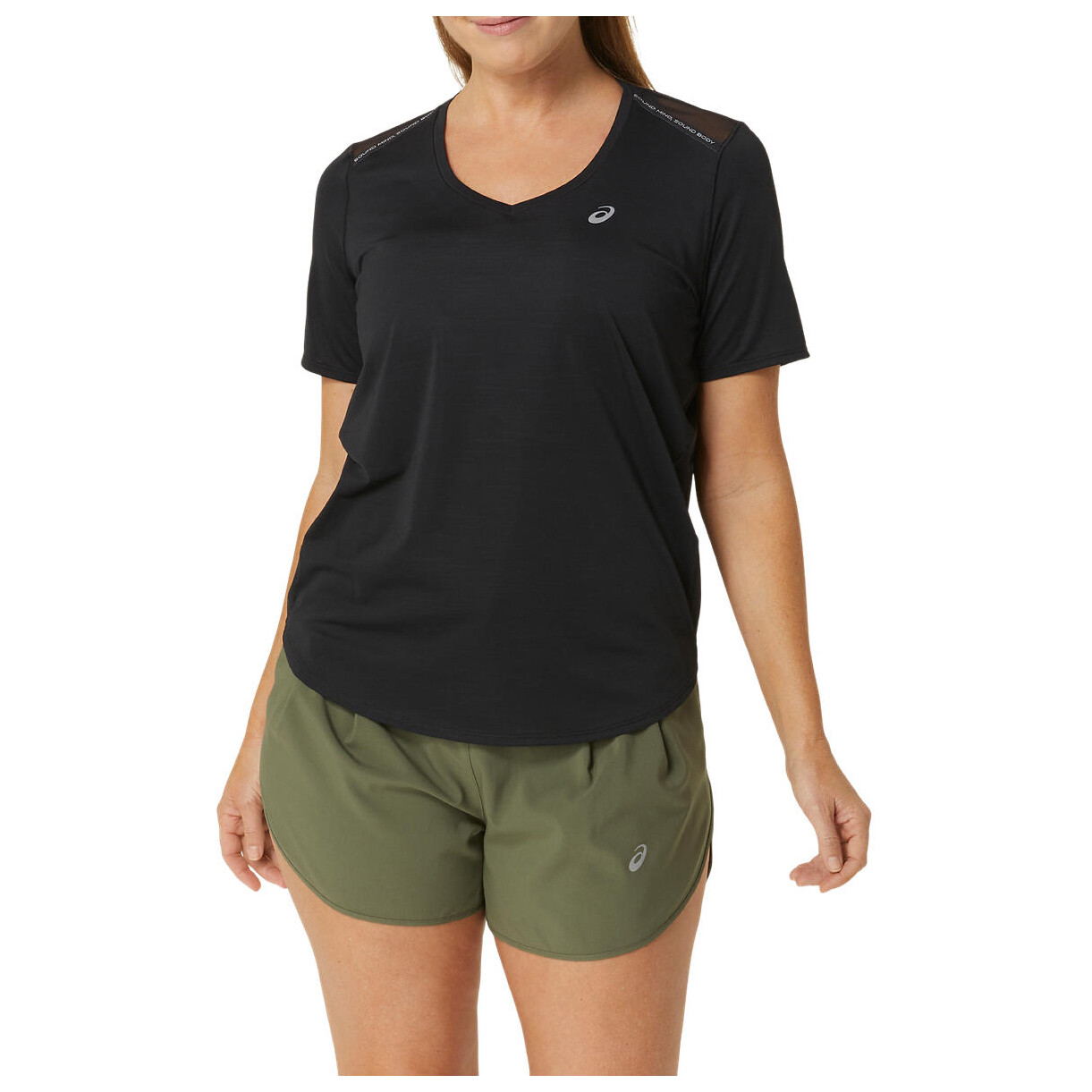 

Футболка для бега Asics Road V-Neck S/S Top, цвет Performance Black