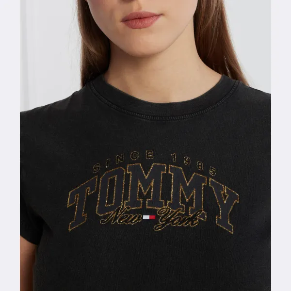 Укороченная футболка Lux университетского кроя Tommy Hilfiger, черный — фото 3