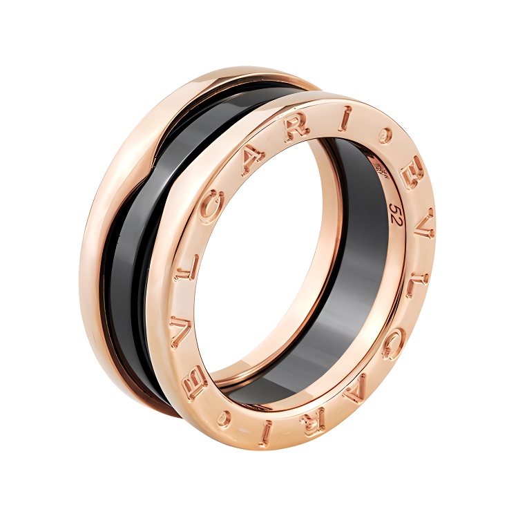 Bvlgari Женское керамическое кольцо из розового золота серии BZero1 — фото 3
