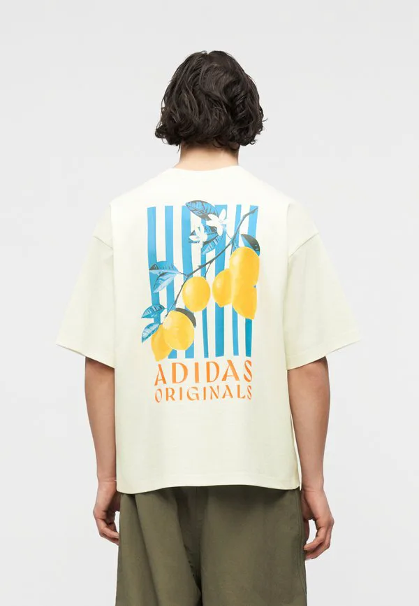 Футболка унисекс с полосатым лимонным принтом Adidas Originals, Off-White — фото 2