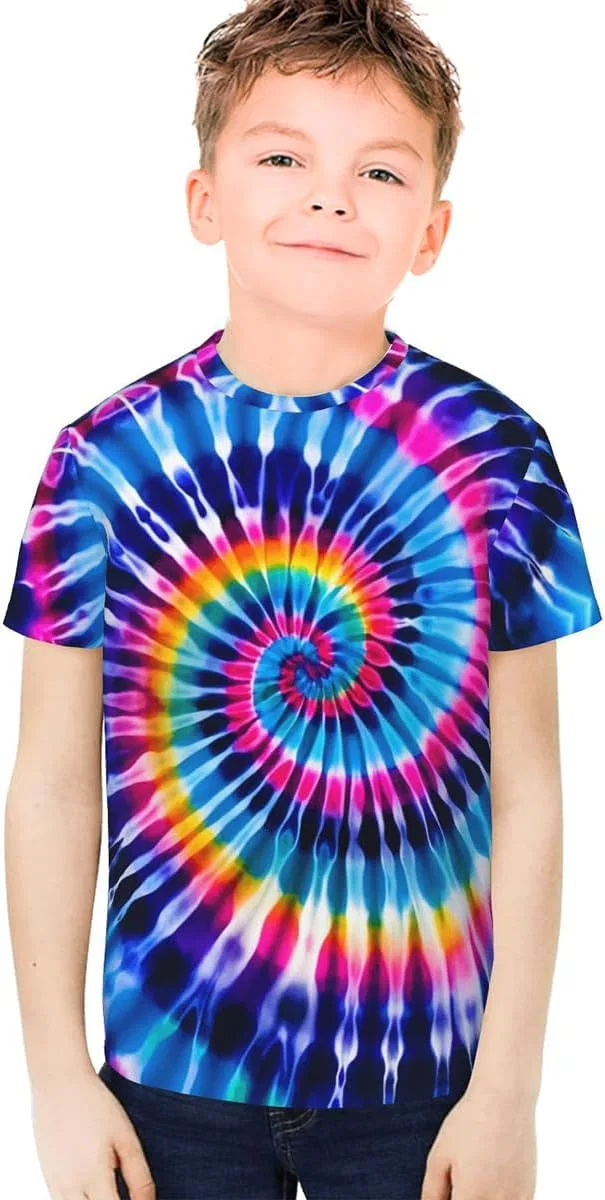 Футболка детская с tie-dye принтом, Ldvjkx, Blue Tie Dye — фото 2