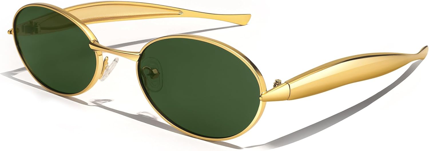 

Ретро-очки овальной формы для женщин и мужчин, винтажные, модные, в стиле 90-х, с золотой металлической оправой, защита от УФ-излучения UV400 Dollger, C4:gold Frame Green Lens