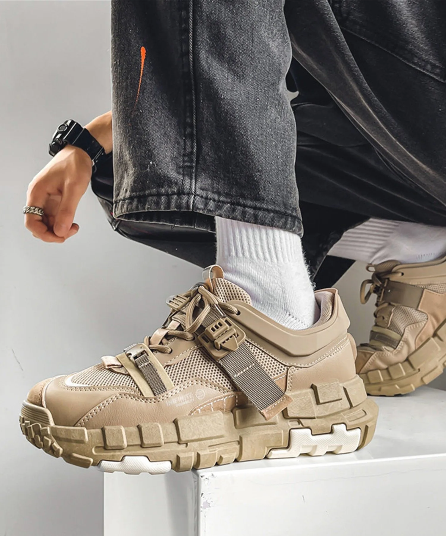 Aimoha Мужские повседневные уличные кроссовки на платформе Aimoha Mens, beige — фото 3