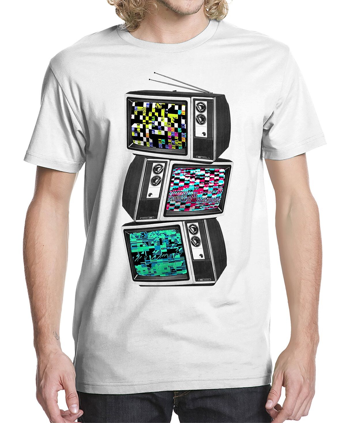

Мужская футболка с принтом Glitched TV Buzz Shirts