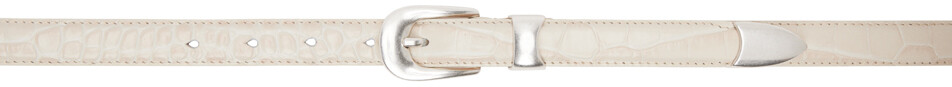 

Ремень Off-White 2 см из крокодиловой кожи OUR LEGACY, Vanilla Croc Bull Hide