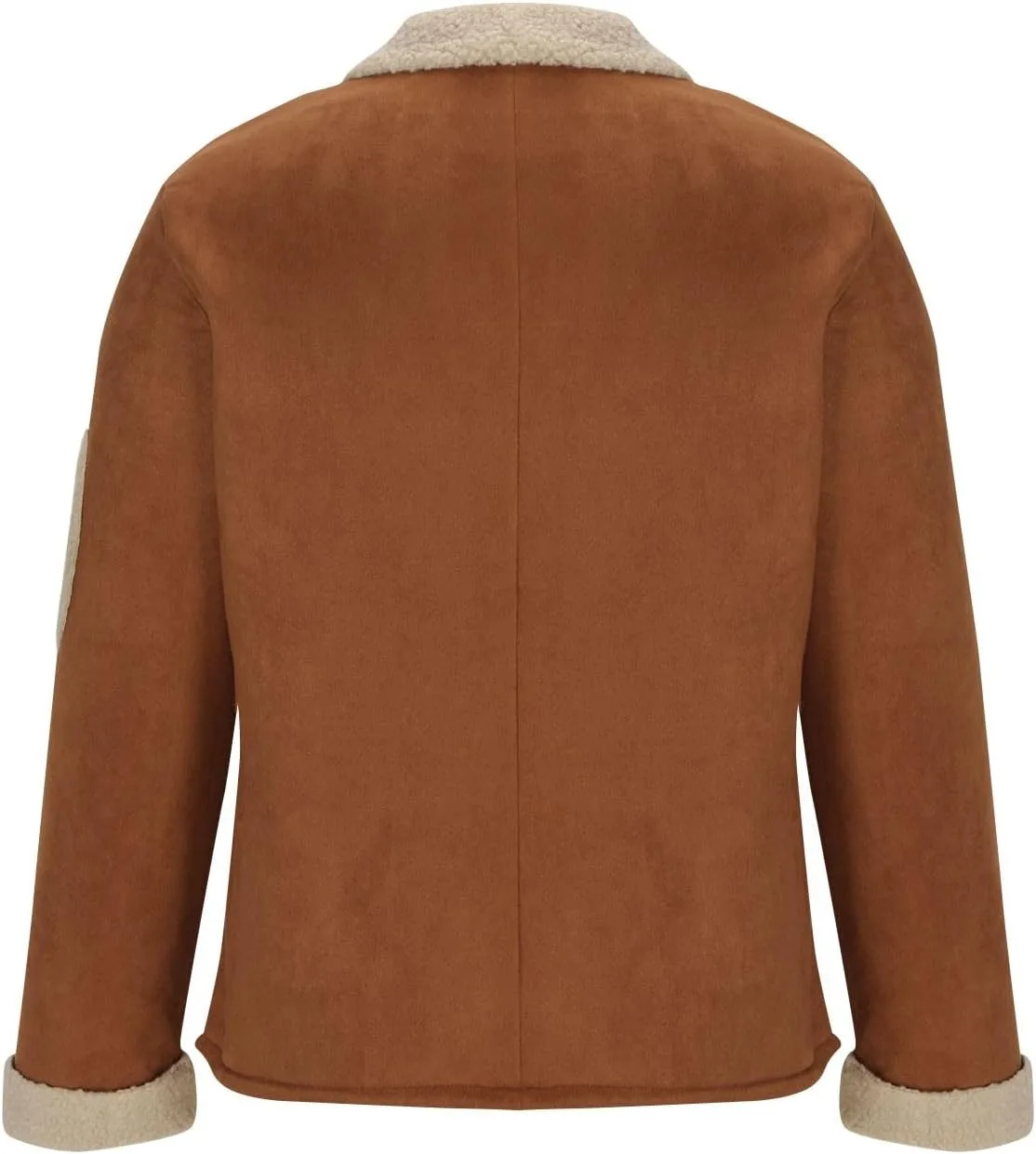 Куртка с флисовой подкладкой мужская Vintage Leather Jacket модная замшевая с плюшевым воротником зимняя теплая пушистая Generic, кофейный — фото 2