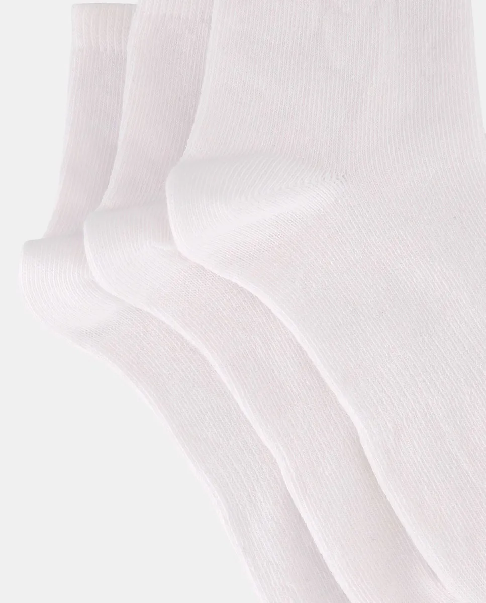 Упаковка из 3 коротких однотонных спортивных носков для мальчиков Cotton Juice, белый — фото 3