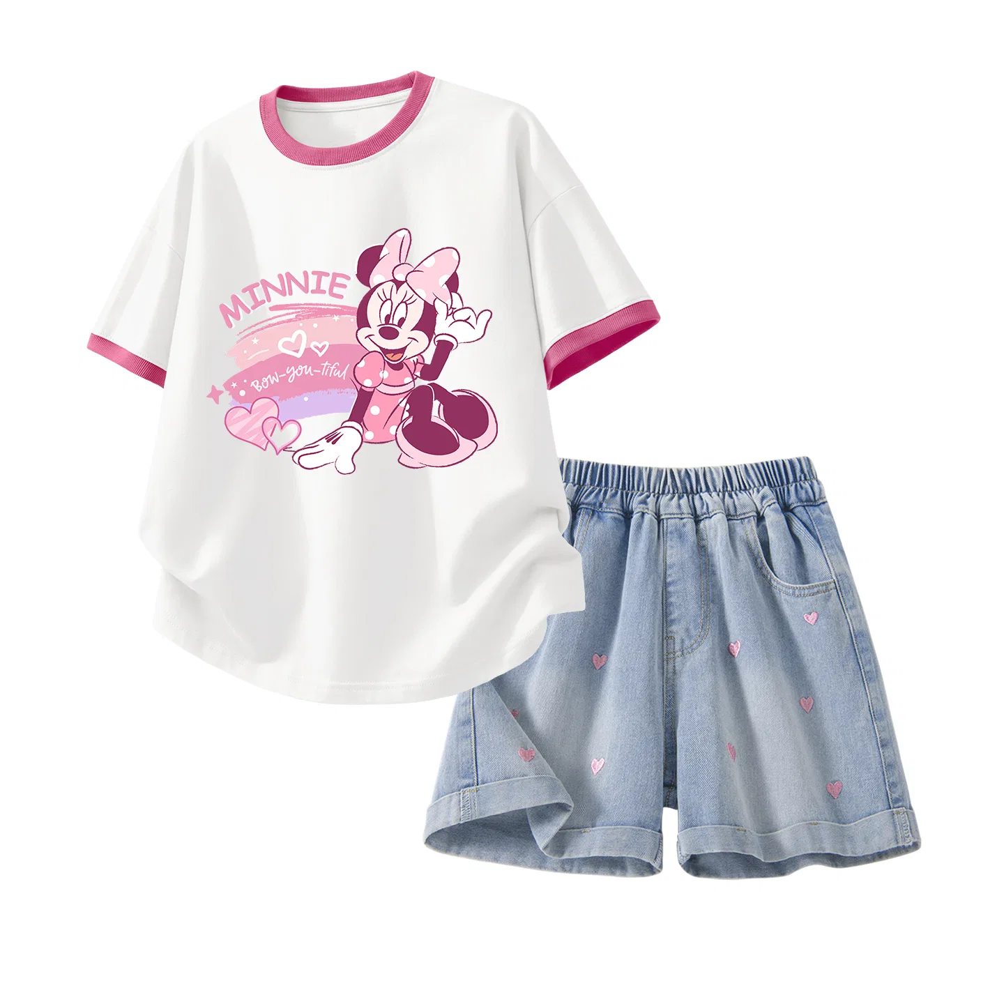 Детский спортивный костюм Disney Rainbow Heart White Red+Solid Denim Blue