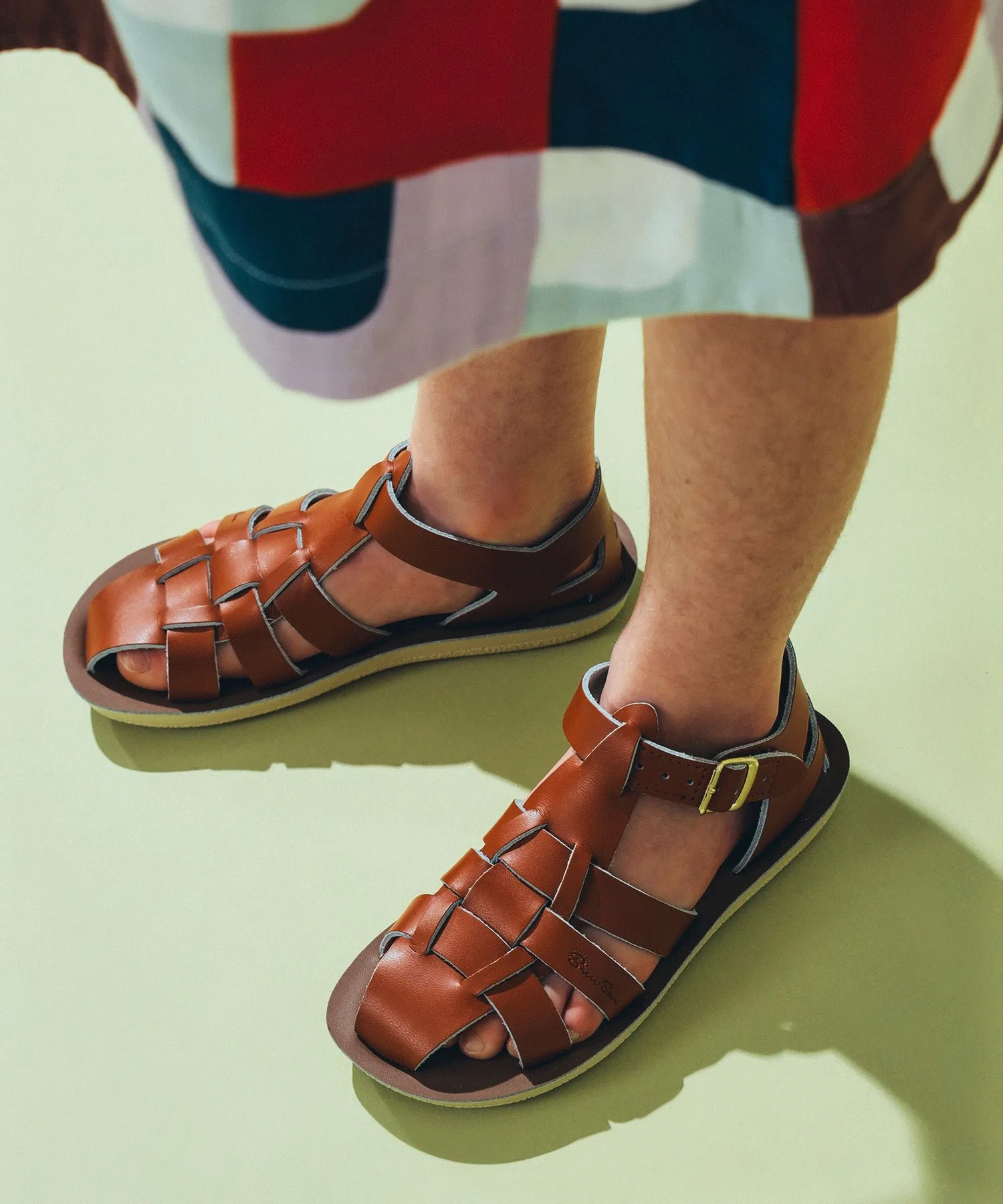 Детские кожаные сандалии SALT WATER SANDALS Shark коричневые