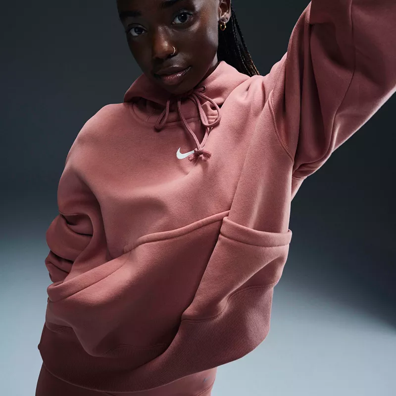 

Женский свободный пуловер с капюшоном из флиса Phoenix Sportswear Nike, цвет Canyon Pink